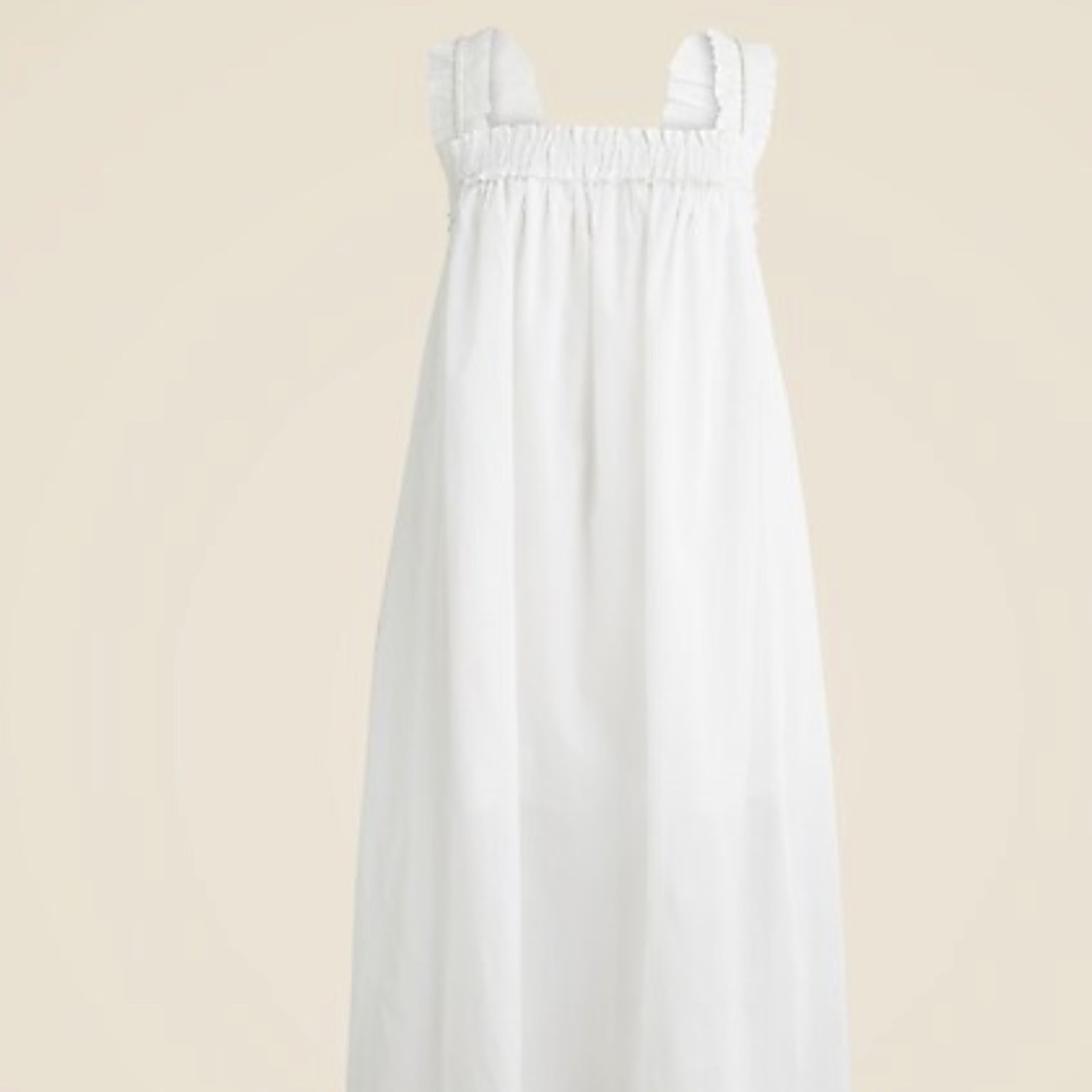 J Crew White Cotton voile ruffle-trim shift dress Sz M
